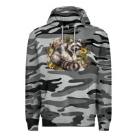 Slate Camo floral racoon western Premium Hoodie - NancyCooperArtShop