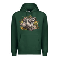 Sports Green floral racoon western Premium Hoodie - NancyCooperArtShop