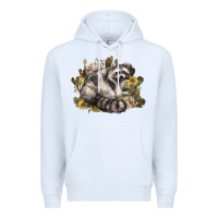 White floral racoon western Premium Hoodie - NancyCooperArtShop