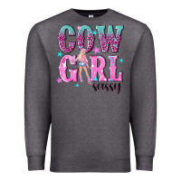 Charcoal Heather cowgirl sassy with pink cowgirl Premium Sweatshirt - NancyCooperArtShop