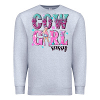 Heather Grey cowgirl sassy with pink cowgirl Premium Sweatshirt - NancyCooperArtShop