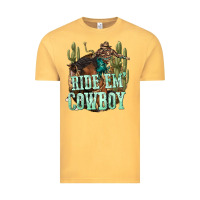 Vintage Mustard ride em cowboy Vintage Tee - texasbilliewilder