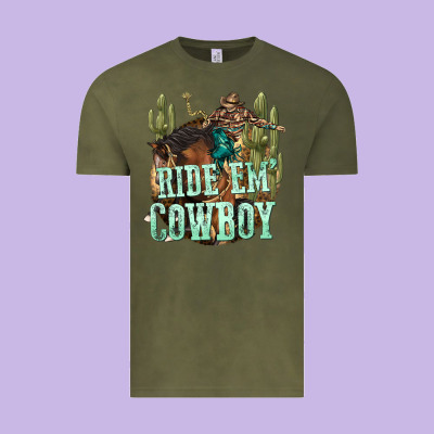 Ride Em Cowboy Vintage Tee Designed By Texasbilliewilder