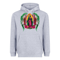 Heather Grey mexican flag wings our lady of guadalupe Heavyweight Hoodie - Artiststas