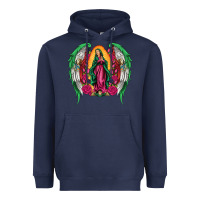 Navy mexican flag wings our lady of guadalupe Heavyweight Hoodie - Artiststas