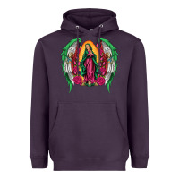 Plum mexican flag wings our lady of guadalupe Heavyweight Hoodie - Artiststas