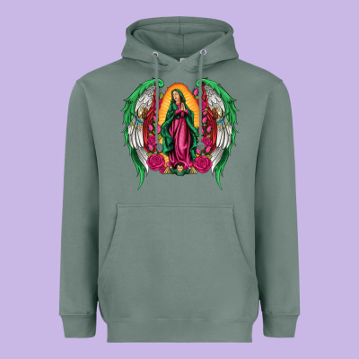 Mexican Flag Wings Our Lady Of Guadalupe Heavyweight Hoodie Designed By Artiststas