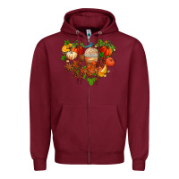 Burgundy fall pumpkin heart Zipper Hoodie - AdoDesignShop