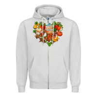 Dove Grey fall pumpkin heart Zipper Hoodie - AdoDesignShop