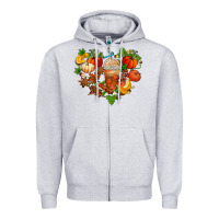 Heather Grey fall pumpkin heart Zipper Hoodie - AdoDesignShop