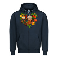 Navy fall pumpkin heart Zipper Hoodie - AdoDesignShop