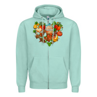 Seafoam fall pumpkin heart Zipper Hoodie - AdoDesignShop