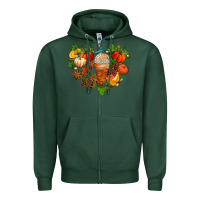Sports Green fall pumpkin heart Zipper Hoodie - AdoDesignShop