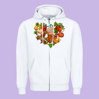 Fall Pumpkin Heart Zipper Hoodie Designed By Adodesignshop