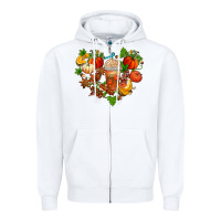 White fall pumpkin heart Zipper Hoodie - AdoDesignShop