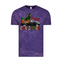 Cloud Purple merry christmas with black truck Vintage Tee - Zillion Design Studio