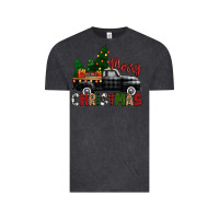 Vintage Black merry christmas with black truck Vintage Tee - Zillion Design Studio