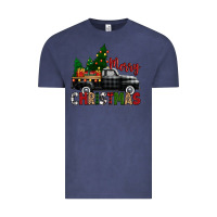 Vintage Denim merry christmas with black truck Vintage Tee - Zillion Design Studio