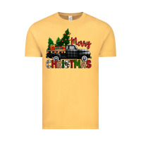 Vintage Mustard merry christmas with black truck Vintage Tee - Zillion Design Studio