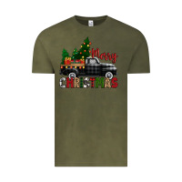 Vintage Olive merry christmas with black truck Vintage Tee - Zillion Design Studio