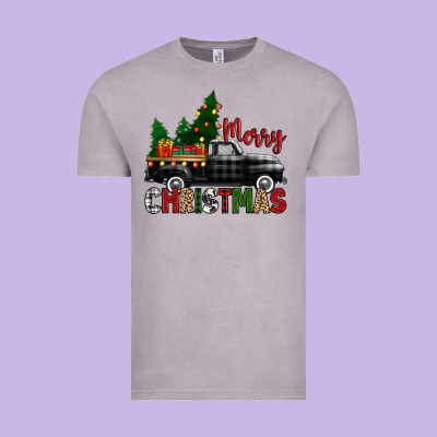 Merry Christmas With Black Truck Vintage Tee Designed By Zillion Design Studio