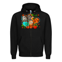 Black western leopard  fall   hearts Zipper Hoodie - AdoDesignShop