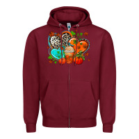 Burgundy western leopard  fall   hearts Zipper Hoodie - AdoDesignShop
