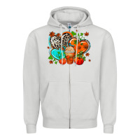 Dove Grey western leopard  fall   hearts Zipper Hoodie - AdoDesignShop
