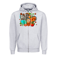 Heather Grey western leopard  fall   hearts Zipper Hoodie - AdoDesignShop