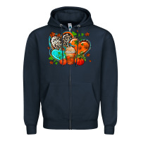 Navy western leopard  fall   hearts Zipper Hoodie - AdoDesignShop