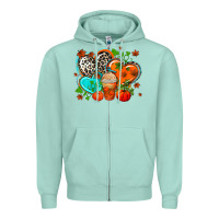 Seafoam western leopard  fall   hearts Zipper Hoodie - AdoDesignShop
