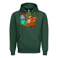 Sports Green western leopard  fall   hearts Zipper Hoodie - AdoDesignShop