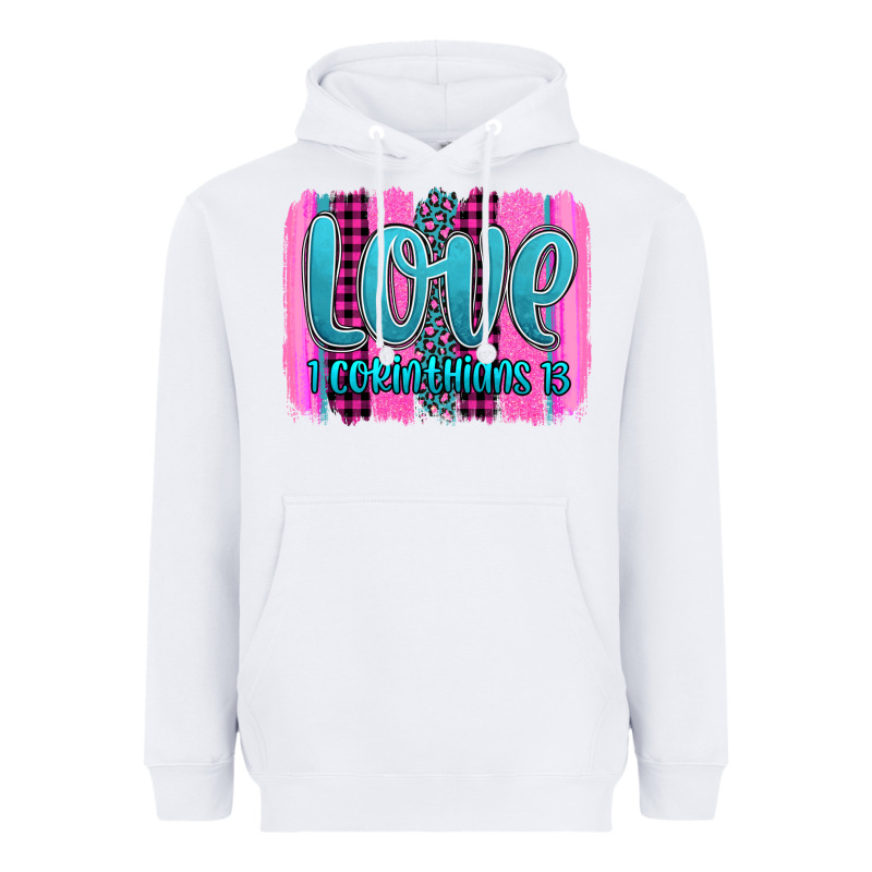 Love Corinthians 13 Valentine's Day Brushstroke Heavyweight Hoodie by AdoDesignShop | Teevron