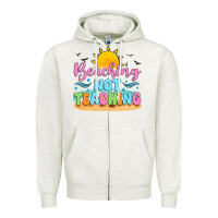 Oatmeal Heather beaching not teaching black back Zipper Hoodie - JahusDesignShop