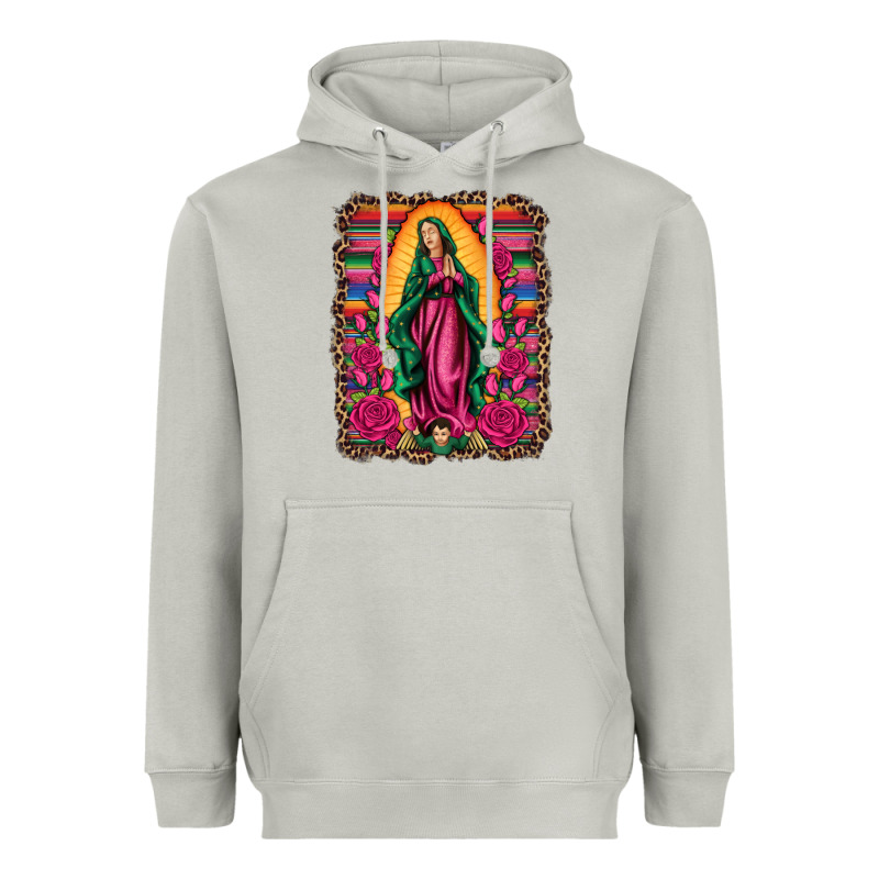 Our Lady Of Guadalupe Serape Background Heavyweight Hoodie by Artiststas | Teevron
