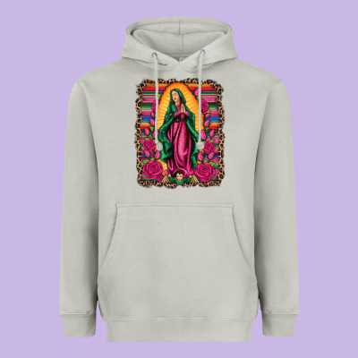 Our Lady Of Guadalupe Serape Background Heavyweight Hoodie Designed By Artiststas