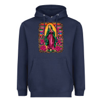 Navy our lady of guadalupe serape background Heavyweight Hoodie - Artiststas
