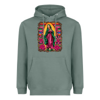Sage our lady of guadalupe serape background Heavyweight Hoodie - Artiststas