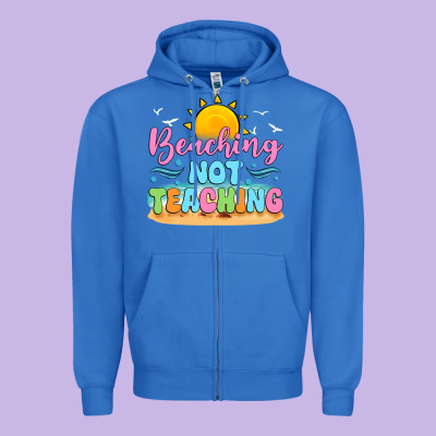 Beaching Not Teaching Zipper Hoodie Designed By Jahusdesignshop