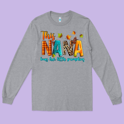 This Nana Loves Her Little Pumpkins Long Sleeve Tee Designed By Texasbilliewilder