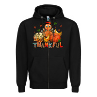 Black thankful pumpkins and turkey Zipper Hoodie - AdoDesignShop