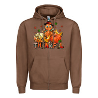 Chestnut thankful pumpkins and turkey Zipper Hoodie - AdoDesignShop