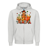 Dove Grey thankful pumpkins and turkey Zipper Hoodie - AdoDesignShop