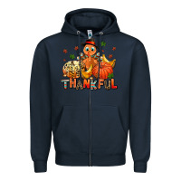 Navy thankful pumpkins and turkey Zipper Hoodie - AdoDesignShop