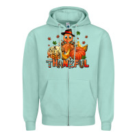 Seafoam thankful pumpkins and turkey Zipper Hoodie - AdoDesignShop