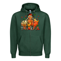 Sports Green thankful pumpkins and turkey Zipper Hoodie - AdoDesignShop