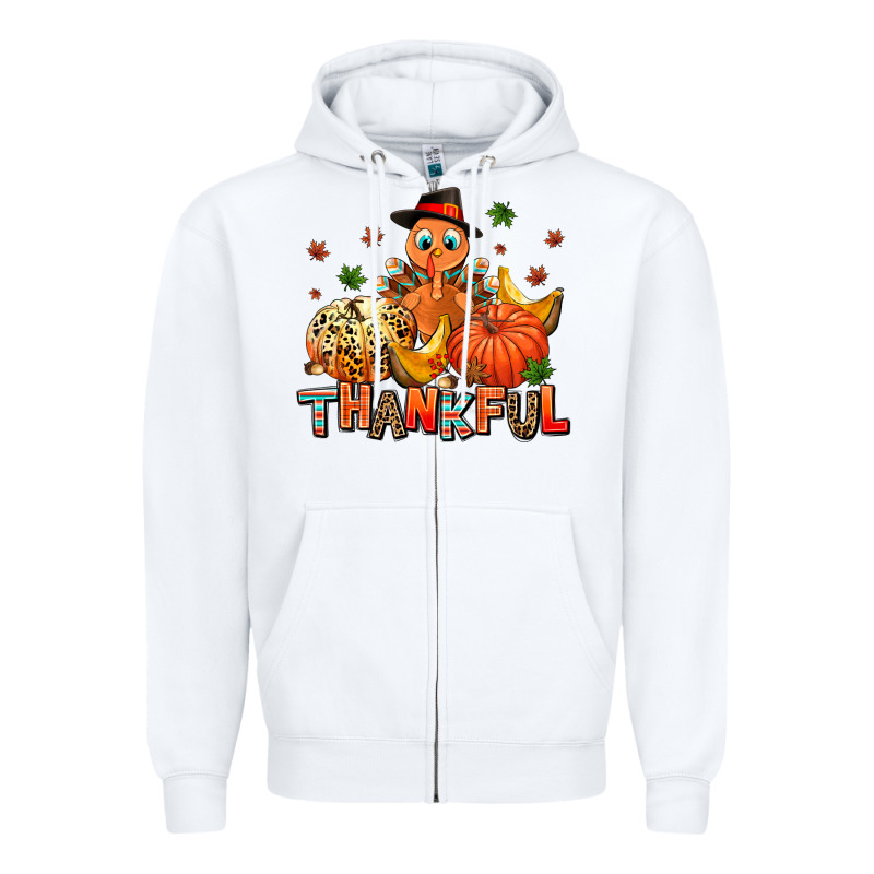 Thankful Pumpkins And Turkey Zipper Hoodie by AdoDesignShop | Teevron