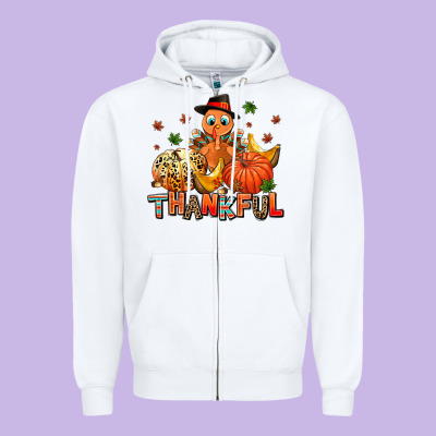 Thankful Pumpkins And Turkey Zipper Hoodie Designed By Adodesignshop