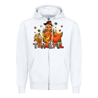 White thankful pumpkins and turkey Zipper Hoodie - AdoDesignShop