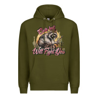 Army Green cute but will fight you racoon western Premium Hoodie - NancyCooperArtShop